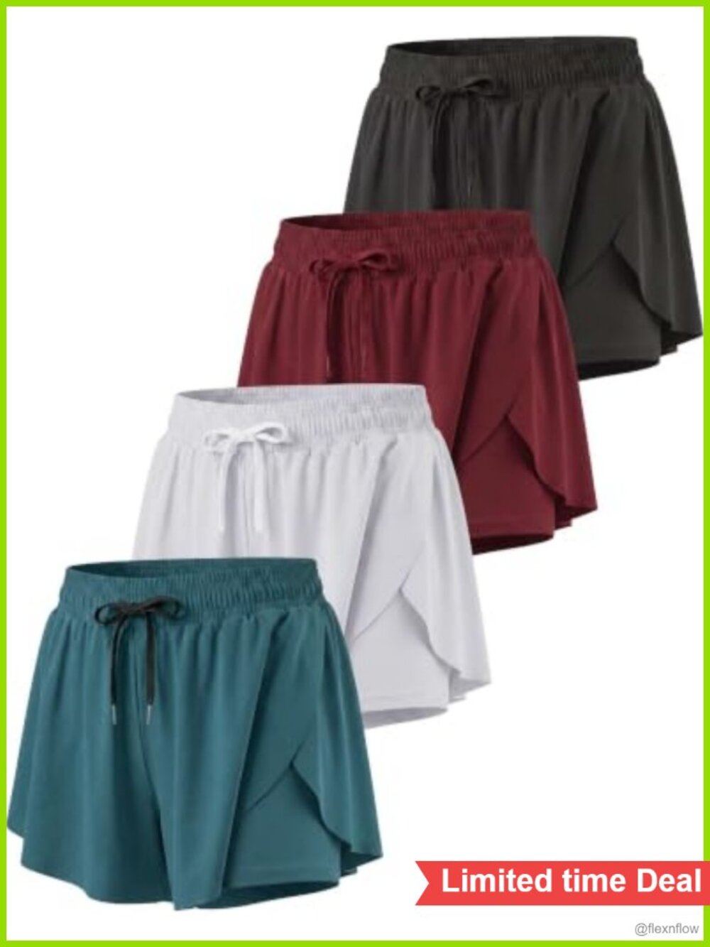 Women's Athletic Shorts 4 Pack Quick Dry High Rise Drawstring